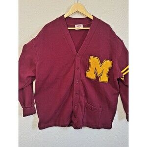 VTG Minnesota Gophers Letterman Cardigan Sweater XXL Cotton Sand Point Varsity